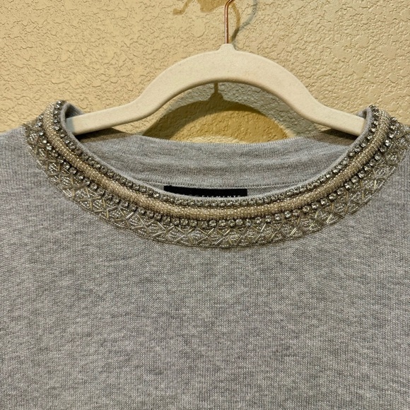 Grace Elements Gray Beaded Sweater Size Large - Picture 3 of 6